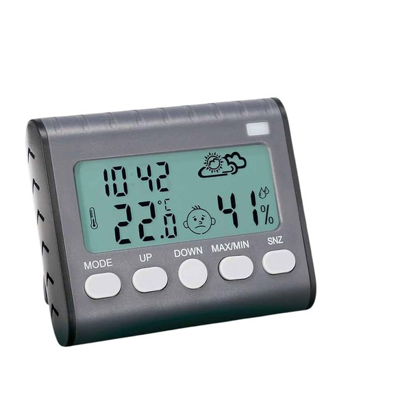 EUROtops 7in1 Mini-Wetterstation, Digitales Thermometer Hygrometer mit Wettervorhersage, Temperatur &