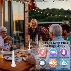 Fly Fans for Tables, Outdoor Fly Repellent Fna (White, 3 Pack)