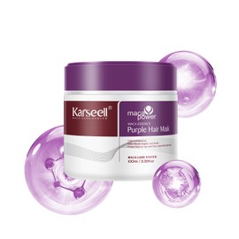 Karseell 3.38floz 100ml Mascarilla Capilar Morada Profesional Neutraliza los Tonos Latón y Amarillos Para Cabellos Rubios Plateados Grises con Mechas