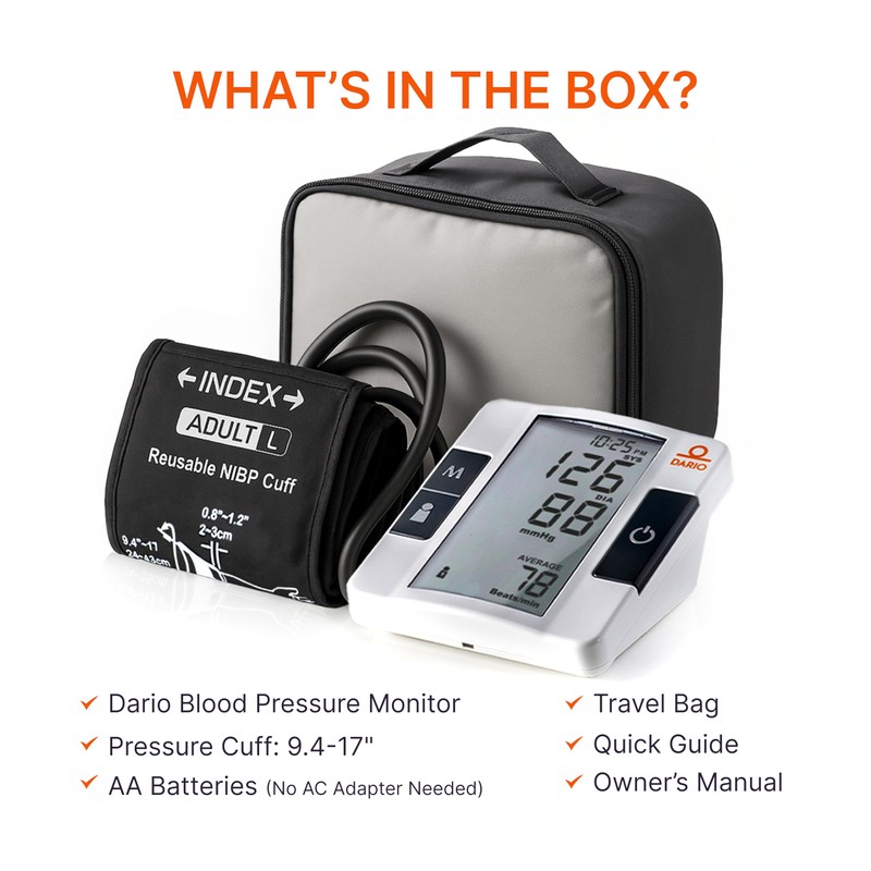 Dario Premium Blood Pressure Monitor for Home Use – Smart,