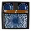 Miya Japan Blue and White Snow Sushi Set for 2 with Plates Sauce Dishes and Chopsticks