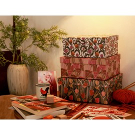 MIZFRUZZY Decorative Storage Boxes with Tulip Design, Vintage Floral, Paper Cardboard Keepsake box, Photo Storage, Table Decor, Enhance Shelf, Nesting Organization Boxes with Lids