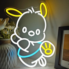Pocha Dog Neon Sign for Wall Decor Animal Led Light Room Decor Dimmable Japanese Neon Light up sign for Girls Backdrop Bedroom Kids Teens Birthday Gift