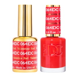 DND Gel Polish Set - 1 each of Red Gel Polish and Red Nail Polish, 064 Valentine Red, 0.5 Fl Oz
