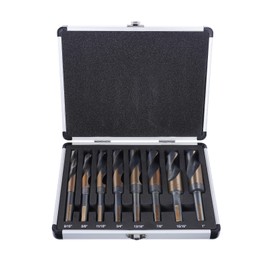 YOHANSEN Reduced Shank Drill Bits Set, 8 Pcs Silver and Deming Large Drill Bit Set with Aluminum Index Case, M2 Black and Gold Finish HSS, 135-Degree Split Point for Smooth Drilling, 9/16” - 1”