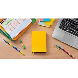 2025-2026 A5 Academic Diary Premium Week To View Diary Hardback Cover & Ribbon Marker, Mid Year Planner, Organizer for Student Teacher Hardback Case Bound (Yellow)