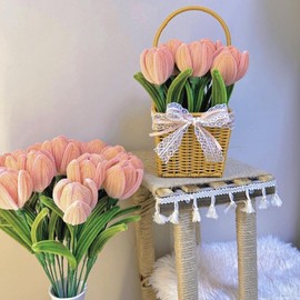 Pfeifenreiniger Blumen, 200 Pieces Pipe pfeifenputzer zum basteln steckblumen pfeifenputzer flowers chenilledraht eschenkband set blumendeko DIY Chenille Stems Tulip Bouquet Kit