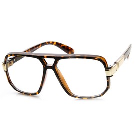 zeroUV Classic Square Frame Plastic Clear Lens Blue Light Aviator Glasses (Tortoise)