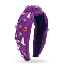 Purple Music Headband, Music Gem Knotted Headband Guitar Red Lips Butterfly Rhinestone Hairband Fashion Hair Accessories for Women Singer Fans Gift