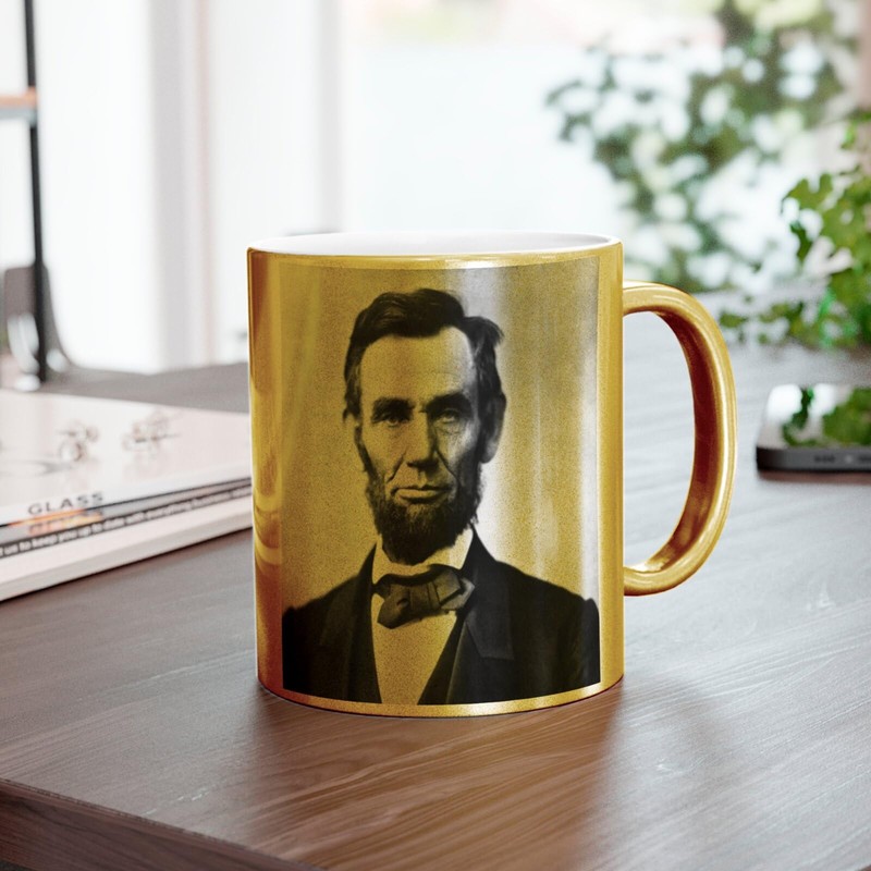 Fabulous Goldene Tasse aus verchromter Keramik - Abraham Lincoln USA
