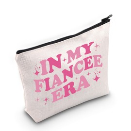 PLITI Bride to Be Makeup Bag in My Fiancee Era Gift Fiancée Gifts Bridal Shower Gift Funny Engagement Announcement Gift (Fiancee Era BagCA)