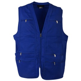 Beat The World Men's 9 Pockets Work Utility Vest Military Photo Safari Travel Vest (2XL, Royal Blue)