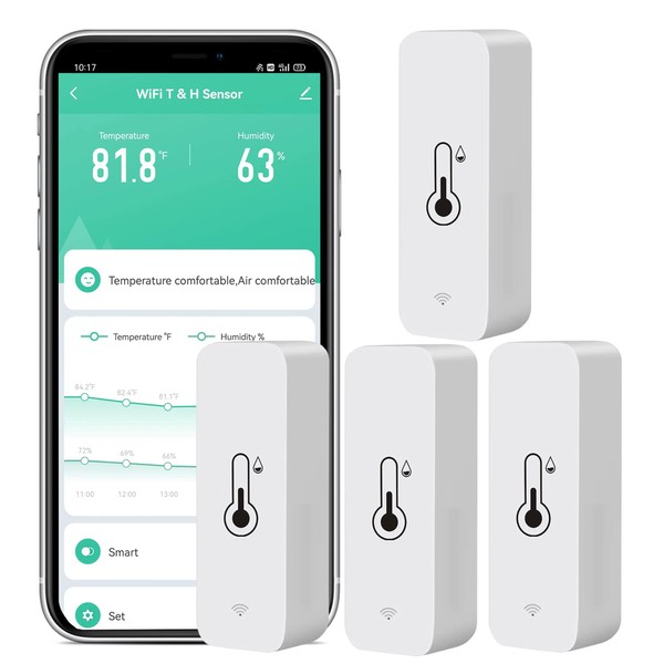 4-Pack WiFi Temperature Humidity Sensor: Wireless Temperature Humidity Monitor with