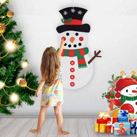 Greenleaf 28pcs DIY Felt Snowman Set with Detachable Ornaments, 19x39 Inches Xmas Wall Hanging Games for Christmas Decorations