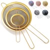 Kyraton Gold Fine Mesh Strainer 3 Pieces Set, Golden Flour