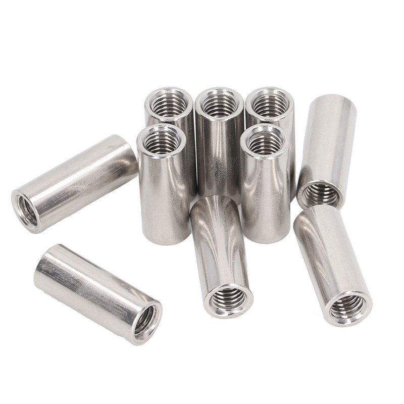 10 Pcs Round Coupling Nut M10x1.5 L35mm Stainless Steel Round
