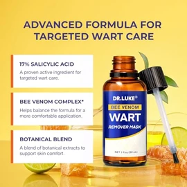 Bee Venom Liquid Wart Mask for Feet: 17% Salicylic Acid Plantar Wart Care for Feet & Hand - Exclusive Formula for Plantar Wart, Common Wart & Flat Wart - 1 Ounce
