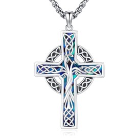 Eusense Celtic Cross Necklace for Men Women Irish Sterling Silver 925 Celtic Pendant, Sterling Silver, No Gemstone