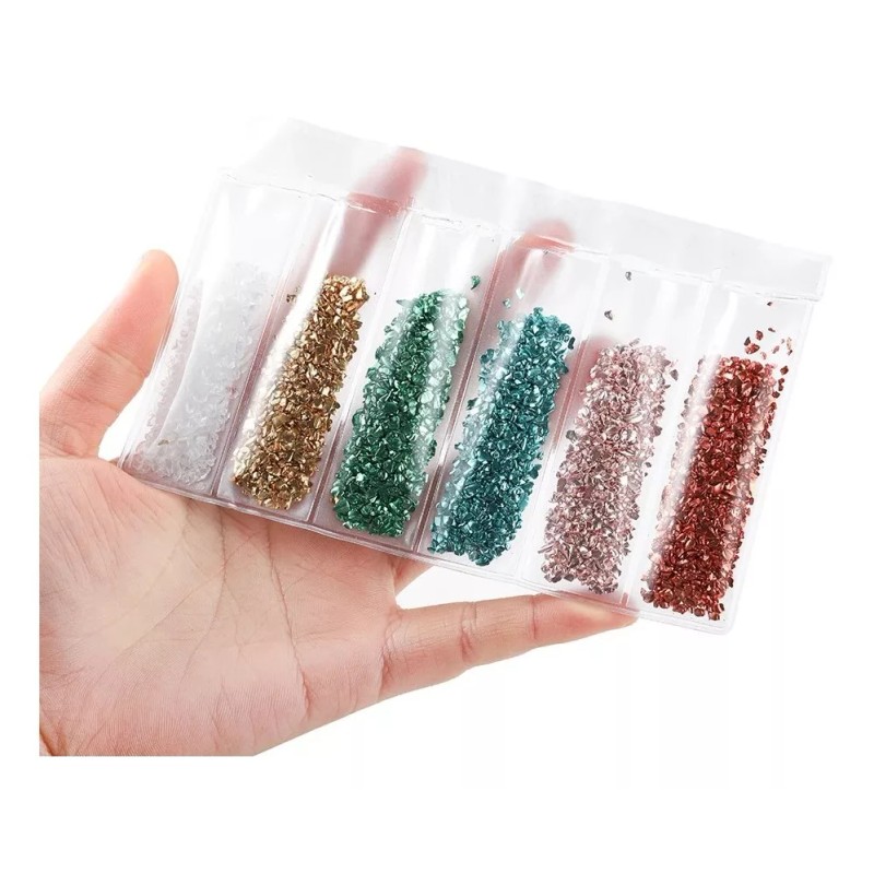 Crushed Glass 6 Colores Piedras Cristal Triturado Strass Maquillaje Resina