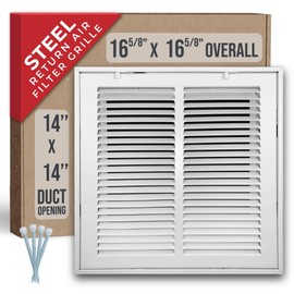 Fits 14x14 Duct Opening | Steel Return Air Filter Grille by Handua [Removable Door] | Vent Cover Grill | White | HVAC Cold Air Intake Grille | Out Dim: 16 5/8"W X 15 5/8"H