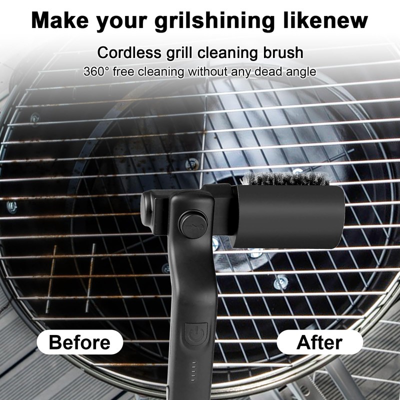 Electric Grill Clean Brush, Rechargeable Cordless BBQ Brush, 180°Adjustable Cleaning