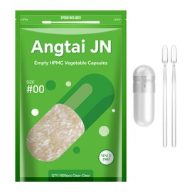 AngtaiJN Empty Vegan Capsules, 00 (1000 Pieces), Empty Capsules for Filling with 2 Micro Spoons, DIY Capsule Cases for Capsule Filler, Size 00