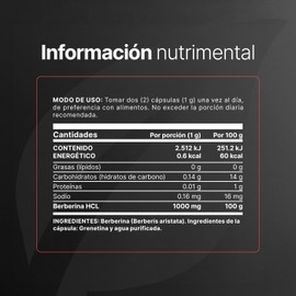 B Life Berberina HCL Pura 1000 mg | 200 Cápsulas | Ingredientes Naturales | Pure Berberine.