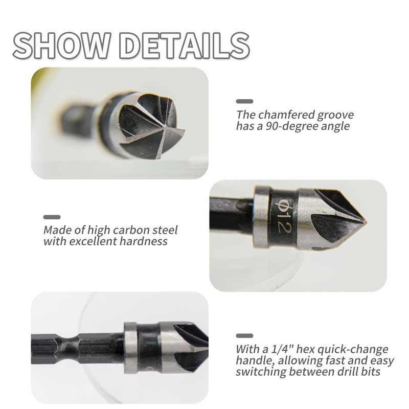 YXIING 6 Pcs Countersink Drill Bit, Countersink Drill Bits Set1/4