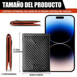 Billetera Hombre, Carteras para Caballero con RIFD Protección, Cartera de Piel para Hombre Delgado, Ideal para Regalos de Hombres, 11.5 x 8 x1.7 cm (Negro)