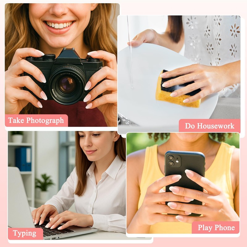 MELLIEX 120 Stück Press On Nails,12 Größen Rosa Gradient Wiederverwendbar