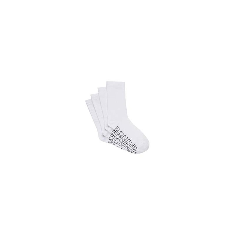 Bonds Men's Logo Light Crew Socks (4 Pack), White, 11+,