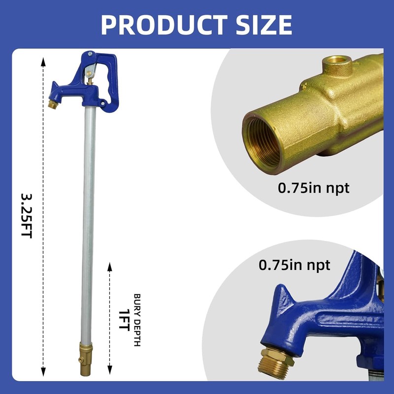 Frost Proof Yard Hydrant, 3.25FT Freezeless Frost Proof Hydrant, Water