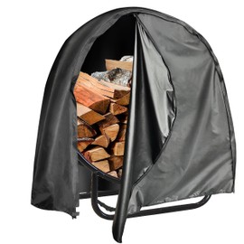 IC ICLOVER Firewood Log Hoop Cover, 40 Inch Outdoor 600D Heavy Duty Waterproof and Weather Resistant Round Log Rack Cover, with Full Length Zipper, Wood Ring Storage Holder Cover