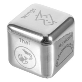 Kisangel Food Decision Dice Stainless Steel Multi Sided Game Prop for Fun Meal Choices for Family Gatherings Parties and Travel Adventures and Reliable Food Selector