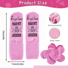 PVFZXS Gifts for 50th Birthday Woman, Gifts for Women from 50, Cuddly Socks Women's 50 Non-Slip, Gift 50th Birthday Wife for Girlfriend Daughter Mother Birthday Gifts, pink
