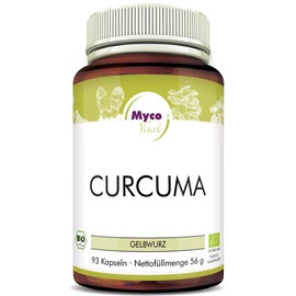MycoVital Organic Turmeric with Organic Pepper Capsules 93 Pieces Each 600 mg - 100% Vegan & No Additives