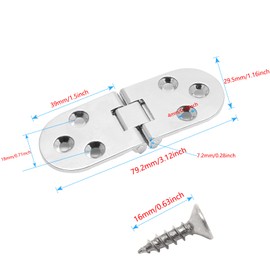 Piutouyar Silver Butler Tray Hinge - Heavy Duty Folding Flip Top 180 Degree Hinge for Folding Tables & Furniture Accessories - 3.1x1.16in