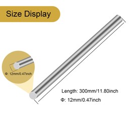 LAVMHAB Stainless Steel Rods 12 mm x 300 mm, Solid Stainless Steel Round Rods 304 Round Steel Stainless Steel Rods for DIY Crafts (Pack of 2)