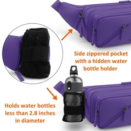 REETEE Bum Bag Fanny Pack Men Women Water Resistant Waist Packs Sports Waist Bag with Bottle Holder, Walking Waist Pack Bumbag with Adjustable Belt for Running Travel Cycling Outdoor Sport (Purple)
