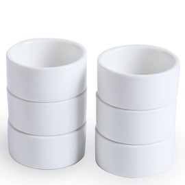 HAOTOP 1oz Mini Porcelain Ramekins Set of 6,Small Ceramics Souffle Dish, 30ml White