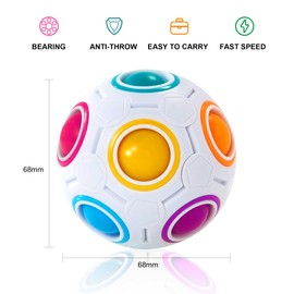 Vdealen Magic Rainbow Puzzle Ball- Fidget Ball 3D Puzzle Game Brain Teaser Toy for Boys- Birthday Party Easter Christmas Stocking Fillers Gift Toy for Kids Teens Adults