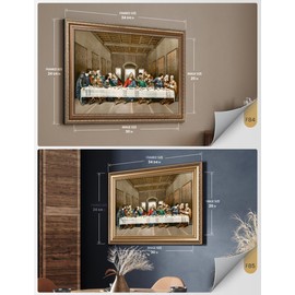 IPIC - Leonardo da Vinci's Last Supper, Giclee Prints on Cotton Canvas with Selectable Frame Options Classic Framed Wall Art for Living Room, Dining Room, Bedroom Decor