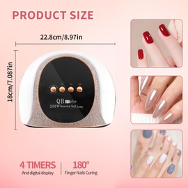 256W UV LED Nail Lamp, Riuotazi Nail Dryer for Gel Polish,57Pcs Beads Curing Gel Nail Lamp, 4 Timer Settings and Professional Manicure Nail Lamp with Automatic Sensor (White)