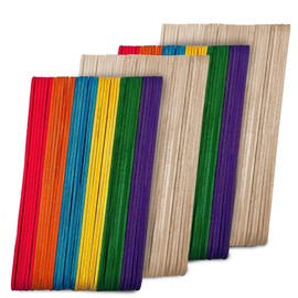 Darice Darice Popsicle Sticks for Crafts, 4.5" 1000 Pcs Combo - 500 Pcs Colored Wooden Rainbow Craft Sticks - 500 Pcs Natural Color Waxing Sticks - Classroom Supplies, STEM DIY Art, Ages 3+