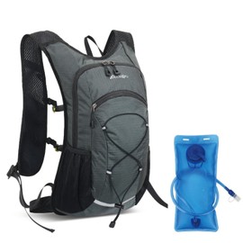JEELAD Hydration Bag, Running Bag, Running Rucksack, Backpack, Marathon, Cycling, Jogging, Trail Running, Bicycle, Climbing, Outdoor Activities (01# Black) (03 Gray_2L Water Supply Bag Included)