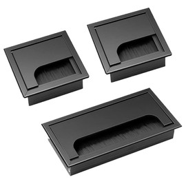 Niaciswe Square Cable Grommet Pack of 3 Cable Grommet Metal Cable Grommet Desk Cable Grommets for Office (Black 160 x 80 mm 80 x 80 mm)