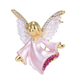 Connie Cloris Women Crystal Angel Brooch Pin (Pink - Angel - A04)