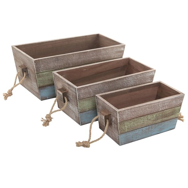 MyGift NIB New MYGIFT Multicolored Wood Nesting Storage Boxes Crates