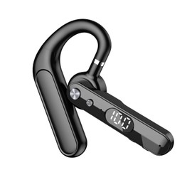 Handsfree Bluetooth Phone Earpiece Wireless Single Ear Hands Free Trucker Driver Headset with Noise Cancelling Mic Open Ear Headphones IPX6 Waterproof Earphones Ear Piece for Business Work Driving