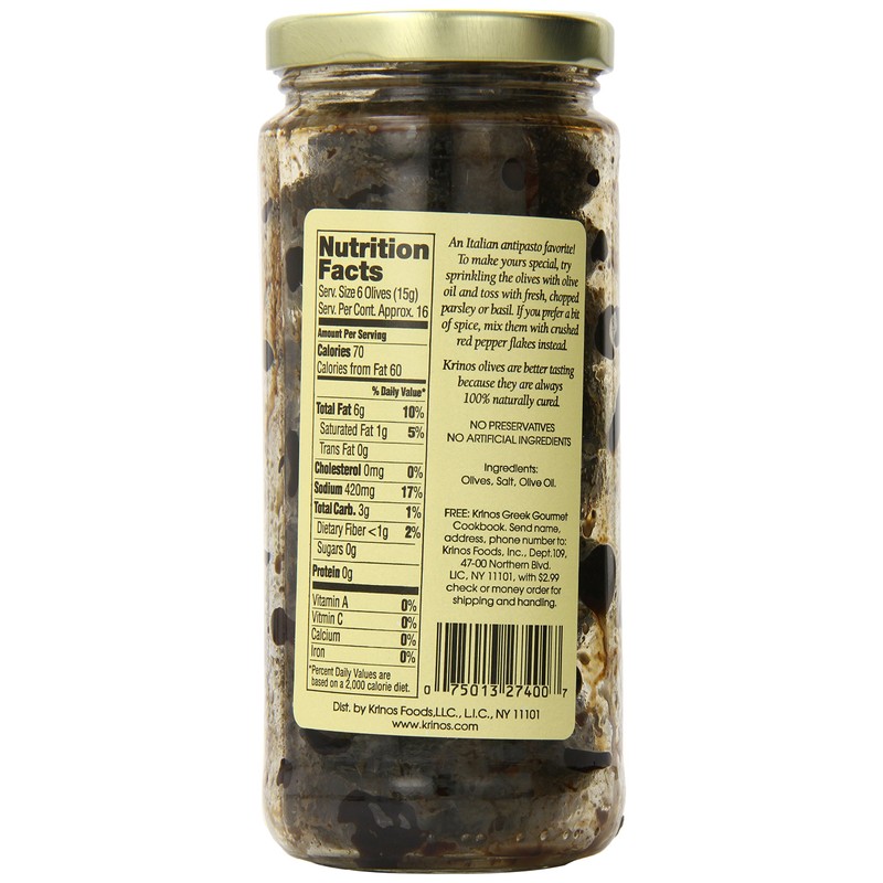 Krinos Olives, Italian Style Oil Cured, 10 Ounce (pack of